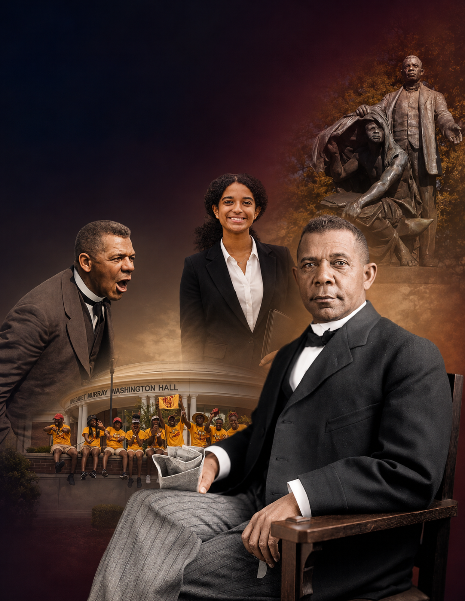 Booker T. Washington, Tuskegee students and the Lifting the Veil monument